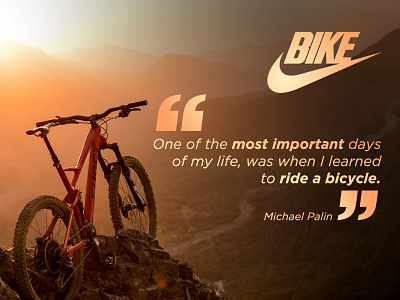 JUST RIDE IT! bike bike it brand creative just do it just ride it logo mtb nike orange quote redesign sport sunset tweak