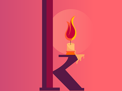 K For Candle gradient icon illustration logo minimal typography vector