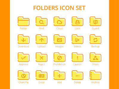 Folders Icon Set branding dribbble best shot icon icon a day icon daily icon pack icon set mobile ui vector web