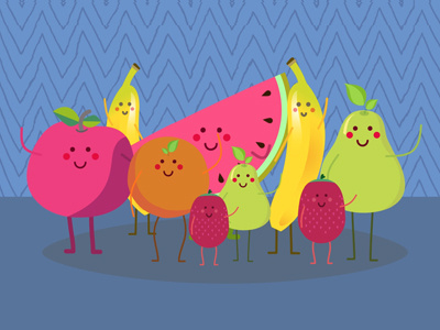 El baile de las frutas colors illustration vector