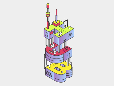 Hub colors illustration infographic isometric vector