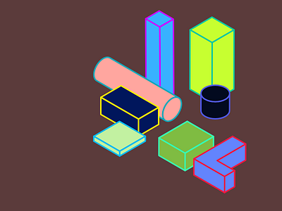 Isometric elements / In progress colors illustration infographic isometric vector