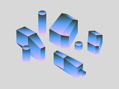 Isometric and gradients colors gradients illustration isometric vector