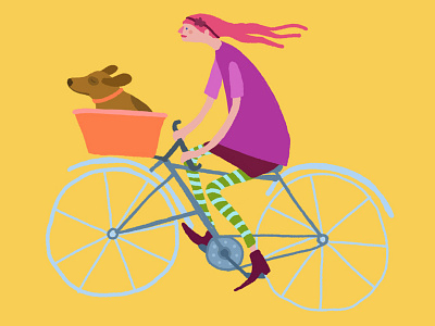 Bici _ Ilustración bike dog girl illustration vector