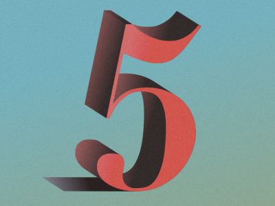 Five colors illustration lettering typography