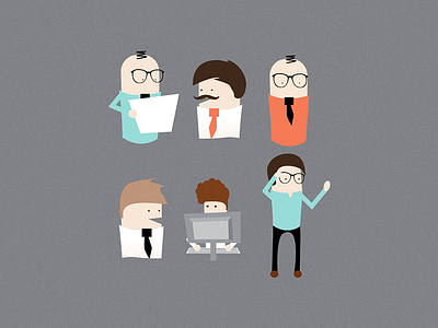 Office Dudes and Dudettes art blue branding characters clean design flat illustration red vector