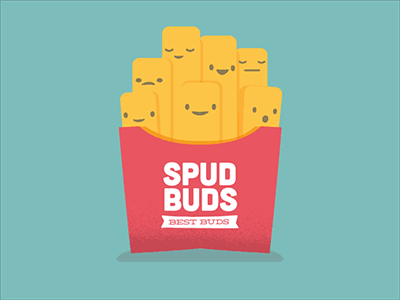 The Spud Buds animation app blue design flat icon illustration logo red type typography vector