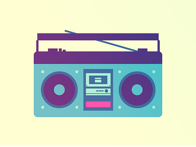 Bugged out boombox art blue clean design flat icon illustration logo vector