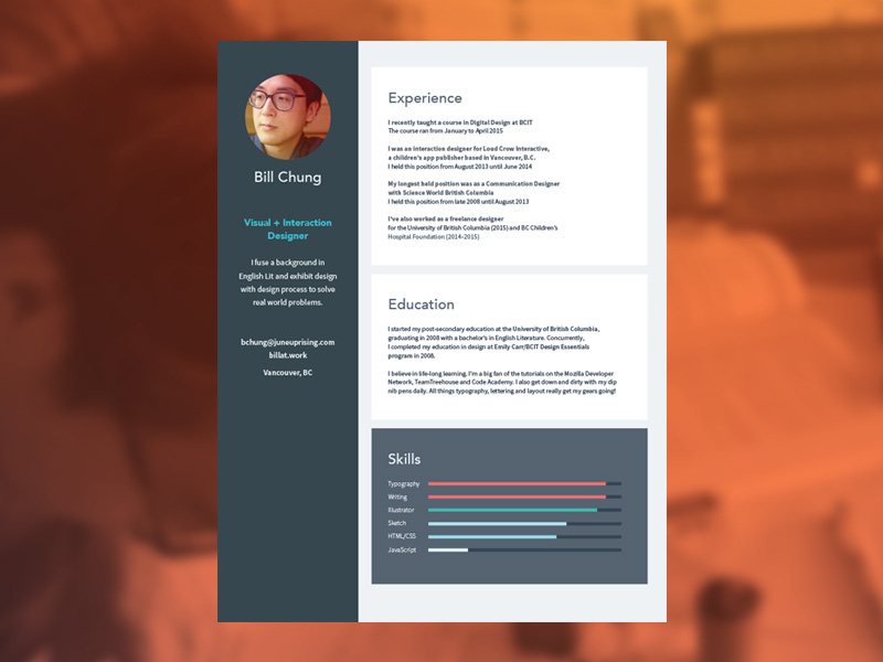 Flat Resumé by Bill Chung on Dribbble