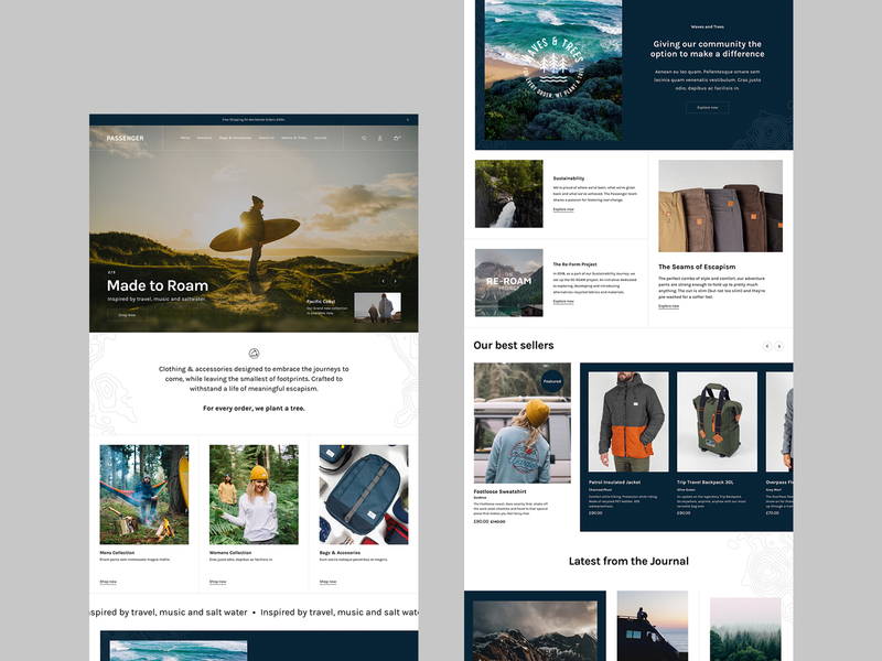 Passenger Clothing | Homepage Concept header homepage lifestyle outdoor passenger surf surfing ui ux web design webpage website website design