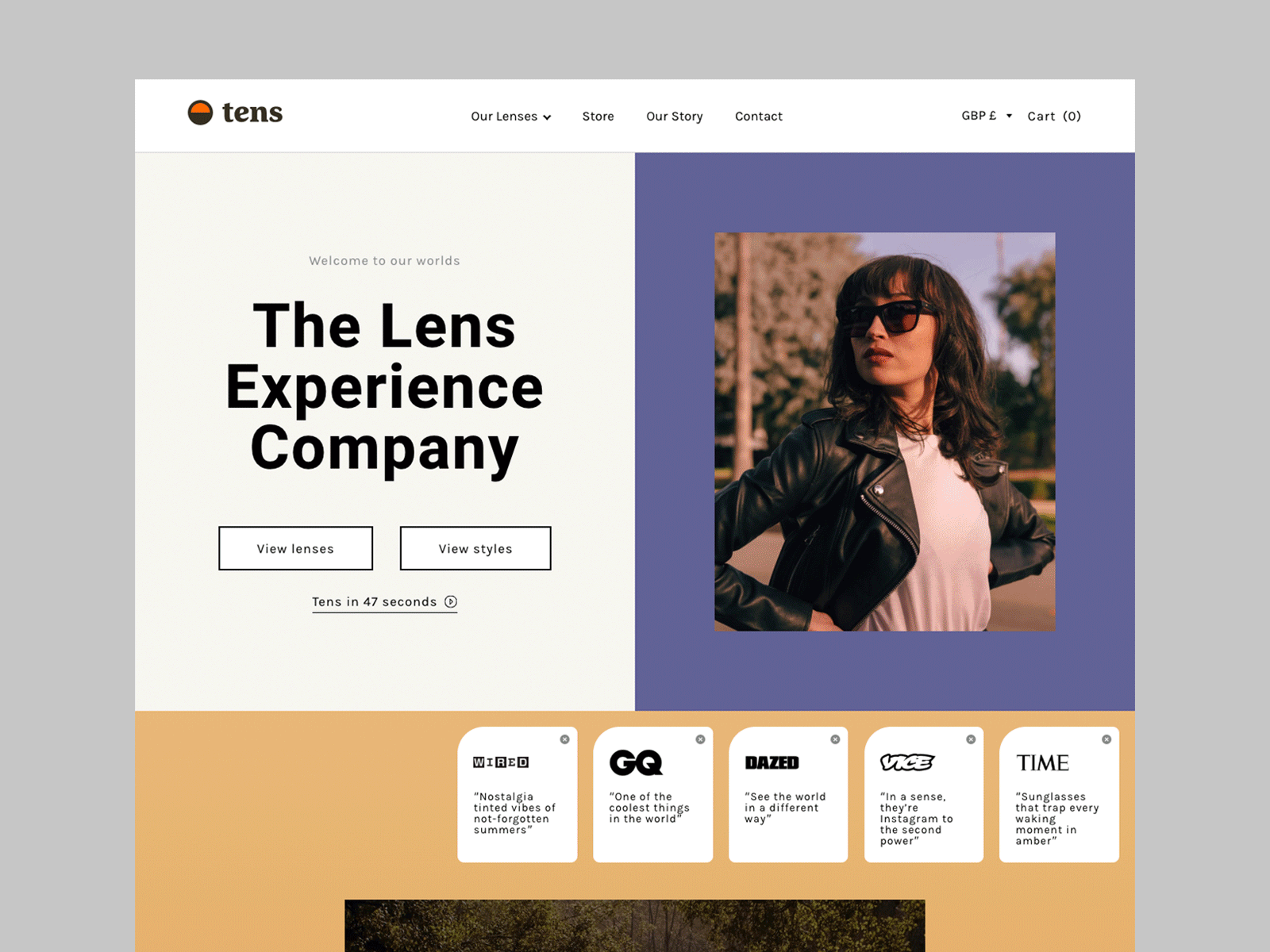Tens 2020 | Site Details glasses header homepage shopify summer tens sunglasses ui ux web design webdesign website website design