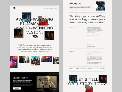 Panoptica Films | Homepage Concept agency films header homepage portfolio ui ux video video agency video company web design webdesign webpage website website design
