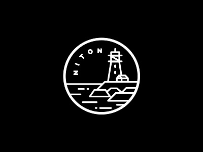 Niton Supply Co | Illustration badge black cliff isleofwight lighthouse linework minimal niton sea simple stamp white