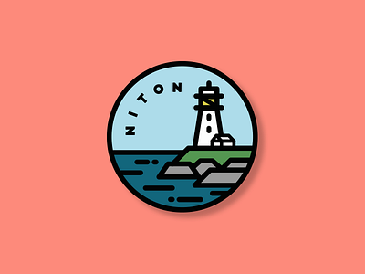 St. Catherines Point | Badge badge beach cliff lighthouse linework nautical ocean outline pin sea simple