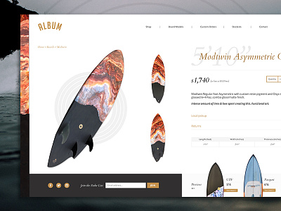Album Surfboards | Product Page Concept