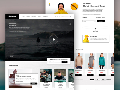 Finisterre | Homepage Concept concept site e commerce finisterre header homepage ocean outdoors shop surf surfing website website design