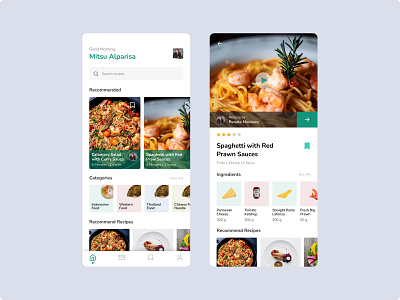 Recipes Apps app food food app green minimalist mobile app design ui ux
