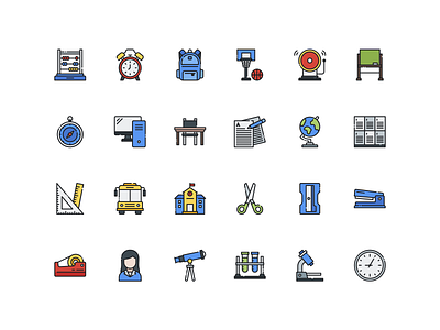 Back to School Icons Set back to school education icon icon apps icon set icons illustration landing page ui design