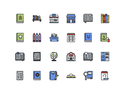 Bookstore Icons Set back to school book book store education icon icon apps icon set icons landing page lictelature reading ui design