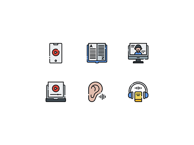 Language Learning Icon Set education icon icon apps icon set icons landing page languages learning school study ui design