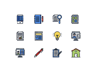 Online Learning Icon Set education icon icon apps icon set icons landing page learning online school study study from home ui design