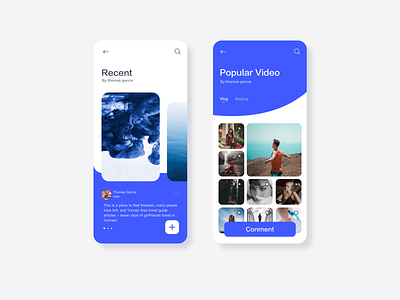 Vlog app🏞 blue app ui branding design