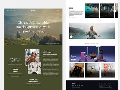 Clara - Travel Blogger | Website Landing Page