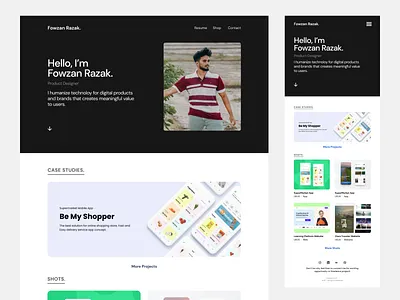 Fowzan Razak | Portfolio Website 2022 design figma interface invision portfolio portfolioweb portfoliowebsite responsive simple sketch style ui uidesign ux web website webui webux xd