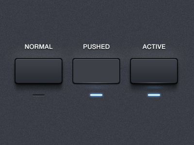 Button States active button glow interface led normal pushed reflect states ui