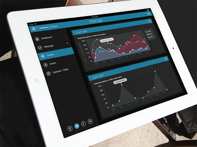 iPad app Graphs Screen blue dark dashboard graph ios ipad joel ferrell mobile tablet