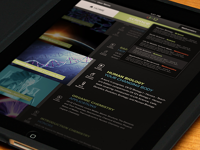 CK-12 iPad App - Landscape app dark dropdown ios ipad ipad app joel ferrell list search