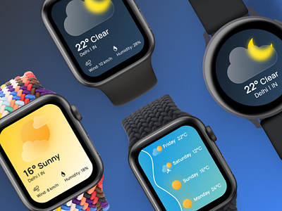 Smartwatch Weather App app design branding concept design figma illustration logo mobile mobile design mockup ui uidesign ux uxdesign visual design watch