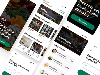 WeareVegan Food Dine & Delivery App Mobile UI Design app design branding concept design figma graphic design illustration logo ui ux visual design