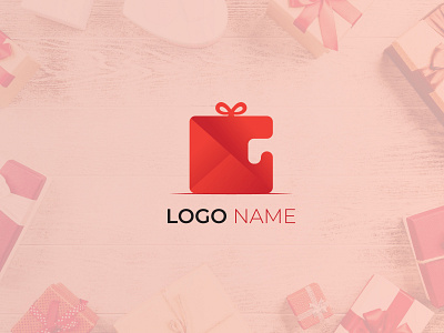 Gift box G letter logo design concept template
