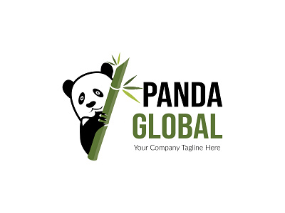 Panda Global Logo Design With Bamboo Concept