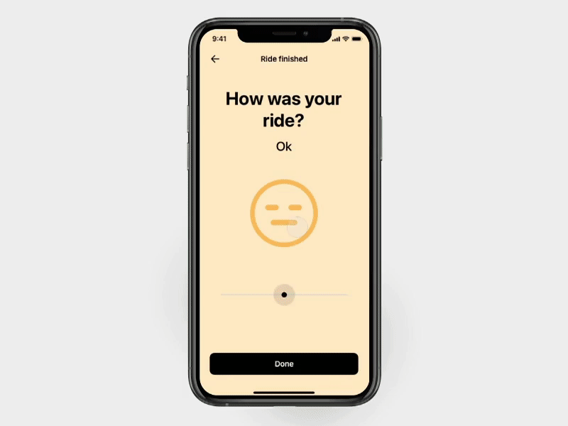 How was your ride? aftereffects animation emoji feedback interaction microinteraction motion motion graphics ride ride app slider ui animation ui design visual design