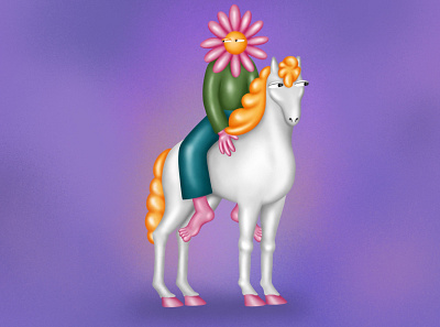 Companionship character design flower man horse illustration ipadpro nicoco procreate