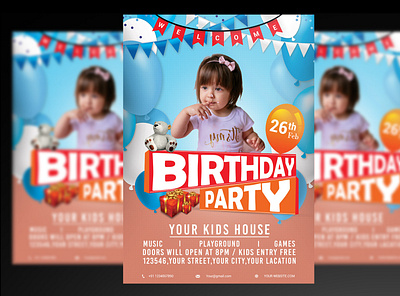 Birthday Party Flyer PSD Template birthday celebration party flyer creative design kids birthday flyer party party flyer psd template