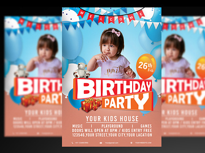Birthday Party Flyer PSD Template birthday celebration party flyer creative design kids birthday flyer party party flyer psd template
