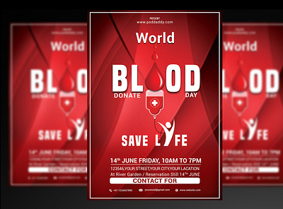 Blood Donate Day Flyer PSD Template creative design save life flyer