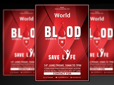 Blood Donate Day Flyer PSD Template