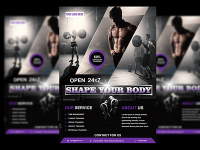 Gym (Fitness) Flyer PSD Template creative design fitness flyer flyer gym fitness flyer gym flyer trainers editing flyer training flyer