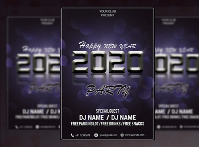 2020 New Year Party Flyer PSD Template 2020 2020 new year party flyer 2020 party flyer creative design flyer new year flyer new year party flyer party design party flyer
