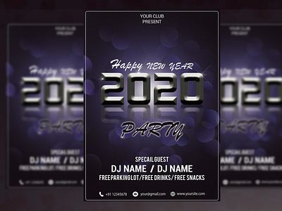 2020 New Year Party Flyer PSD Template