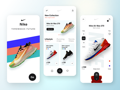 Nike-Shoes App UI Design 3d box nike box shoes design nike shoes shoes shoes app shoes store shoes ui store nike ui ux