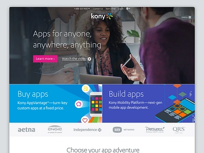 Kony Homepage art direction ui ux web web design