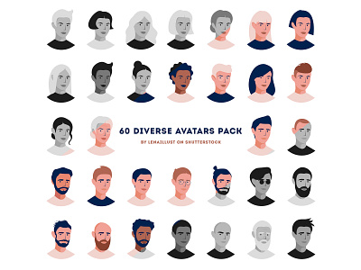 Pack of 60 Diverse Avatars