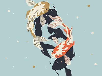Flora&Fauna Days: Water animals challenge color illustration digital digital art drawing fauna fish flora illustration instagram japan koi fishes vector vector art visual arts water