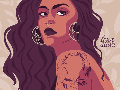 Girl with the tattoo adobe illustrator art body character design design drawing fashion illustration illustrator people personality portrait purple skin tattoo tattoo design vector vector art woman