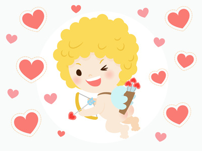 Cupid for Valentine's Day blonde boy cupid cute funny heart illustration love valentine vector